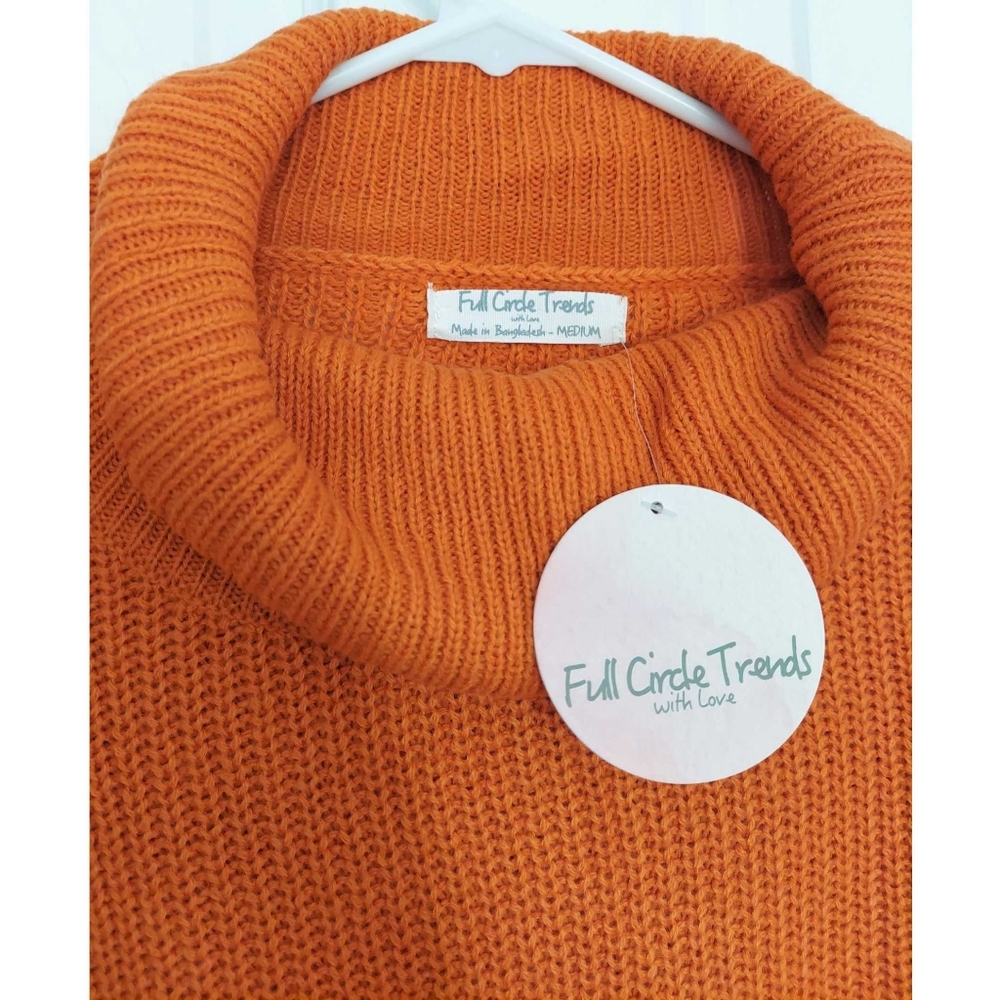 NWT - Burnt Orange Distressed Turtleneck Sweater - Picture 6 of 7